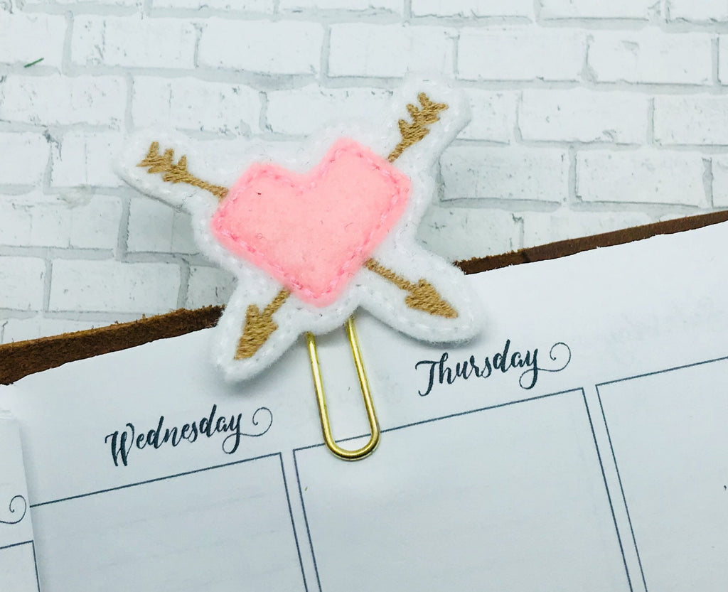 Valentine's Day clips, valentines planner clips, 2018 planners, tn accessories, heart and arrow clips,