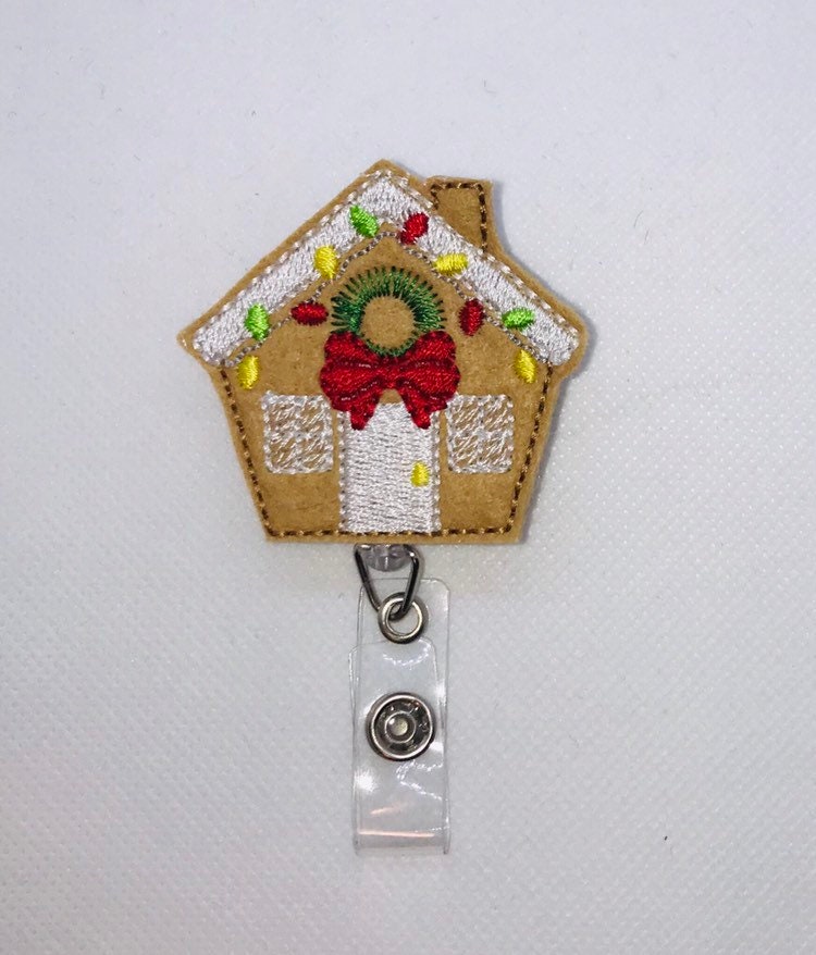 gingerbread house ID badge reel, gifts for nurses, nurse stocking stuffer