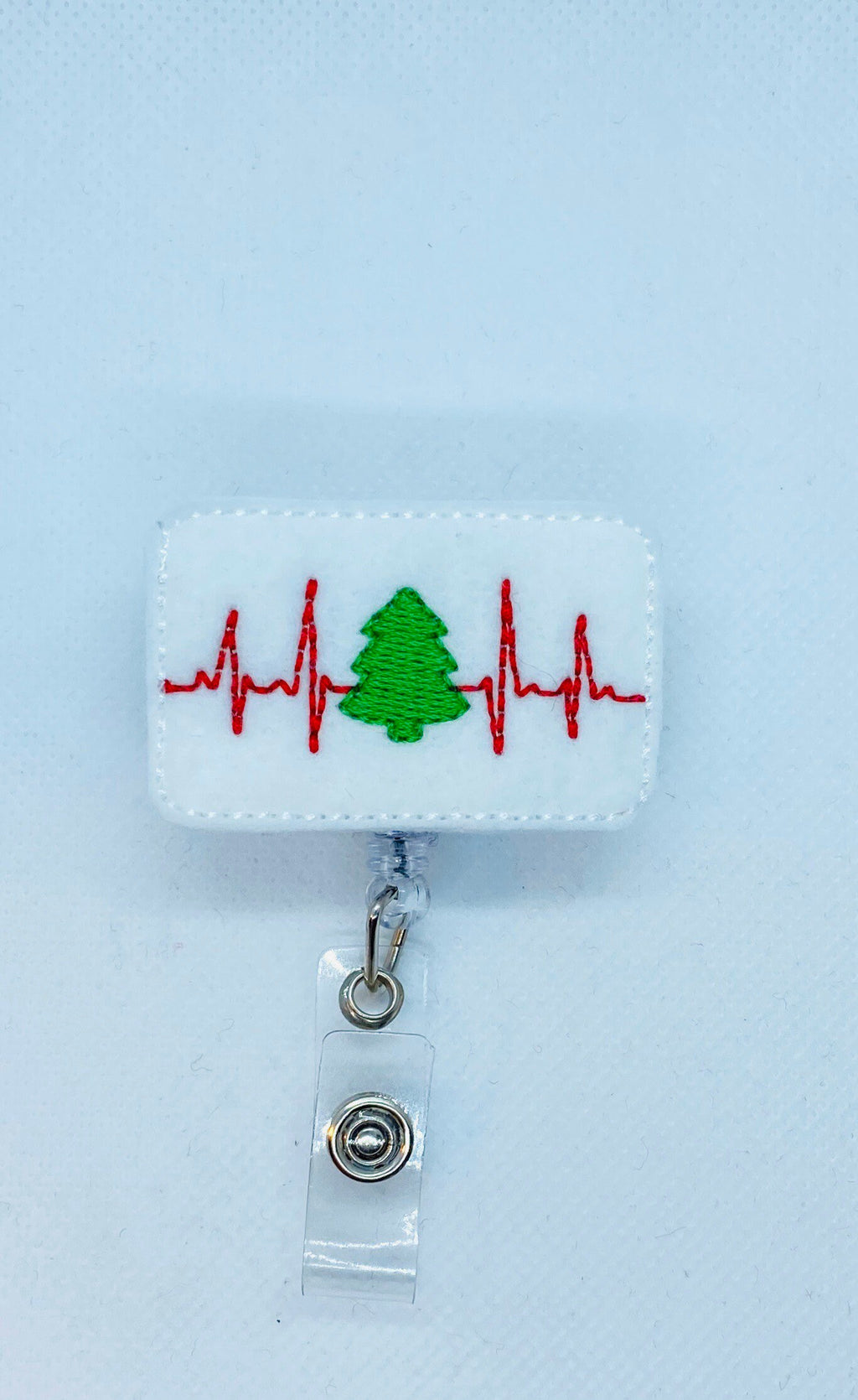ECG Christmas nurse badge reel lanyard, retractable badge reel, ID lanyard, snow globe feltie badge,
