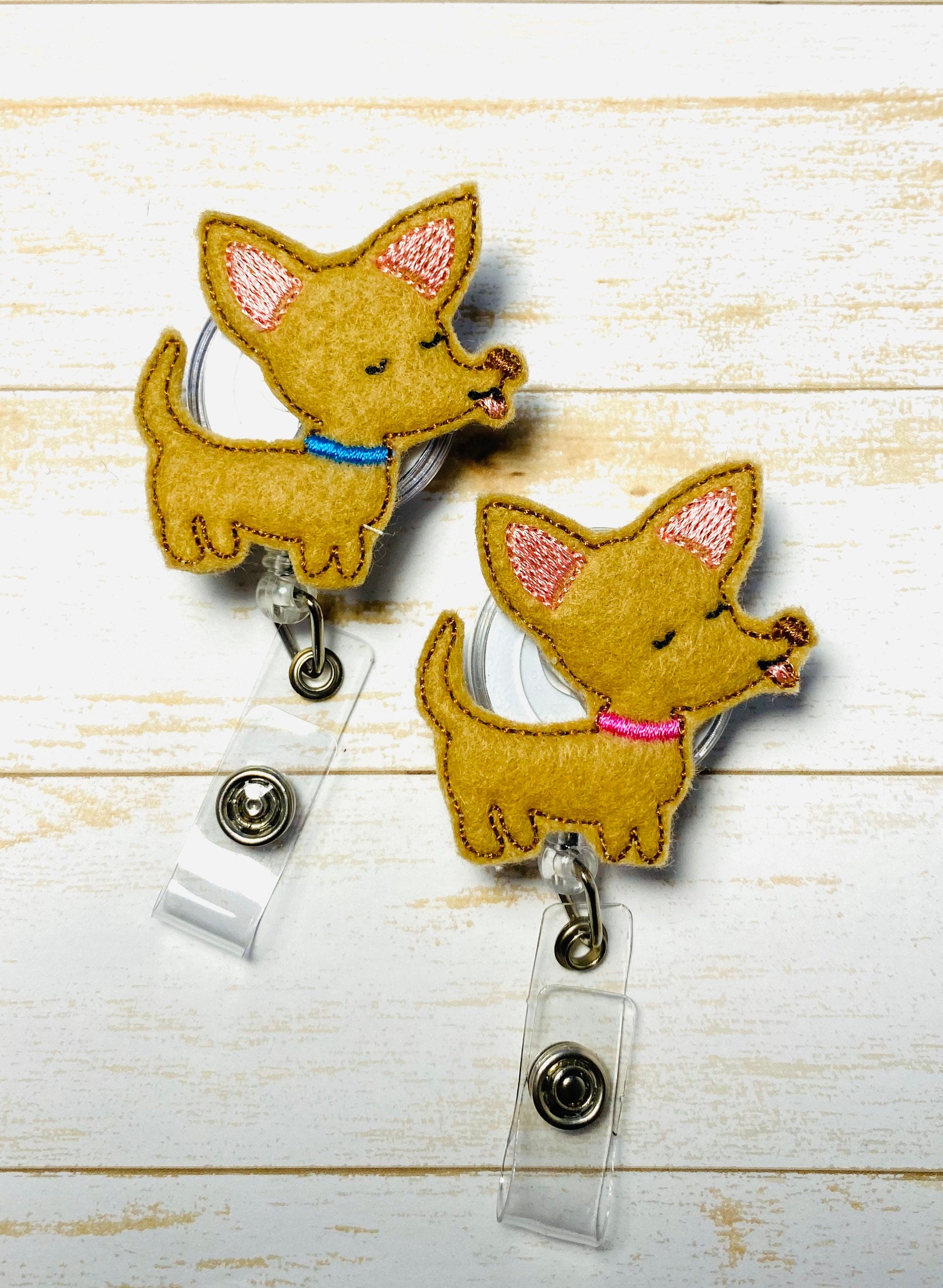 Chihuahua badge reel, dog lover badge holder,    Chihuahua ID badge holder, ID card holder, ID badge reel, nurse gift,