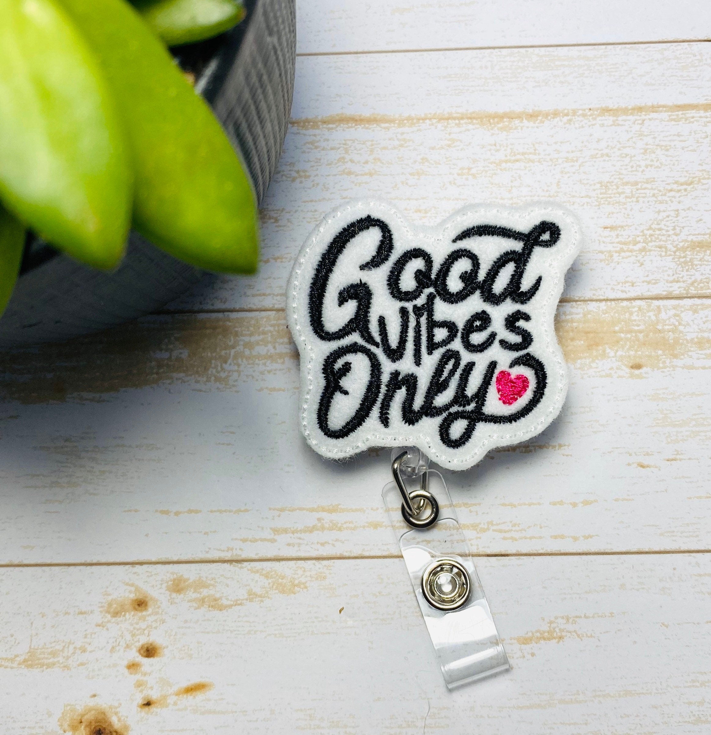 Good vibes only Badge reel, Badge holder, ID badge holder, nurse badge reel,