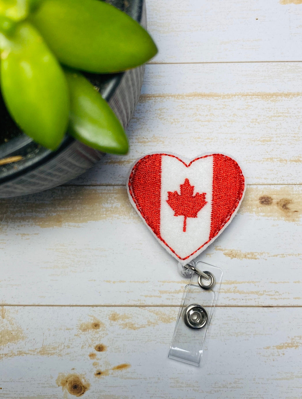 Canada day badge reel, Canadian badge holder, gift for nurses, Canada day feltie badge,