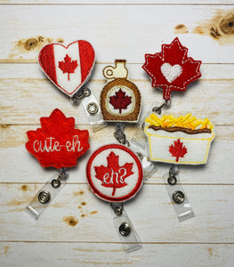 Canada day badge reel, Canadian badge holder, gift for nurses, Canada day feltie badge,