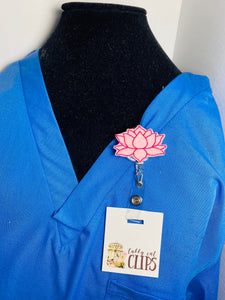 Lotus badge reel, retractable is lanyard, gifts for nurses, – tabbycatclips