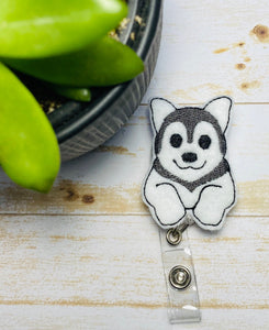 Husky badge reel, dog lover badge holder, Husky ID badge holder, ID card holder, ID badge reel, nurse gift,