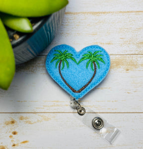 Summer lanyard badge reel, nurse Badge holder, palm tree feltie, tropical badge reel, ID badge holder, gift for travel lover, gifts for nurs