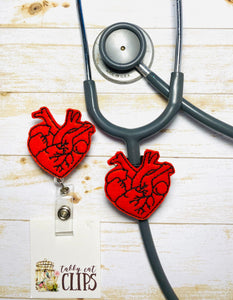 Heart Badge reel for nurse, oncology heart, stethoscope clips