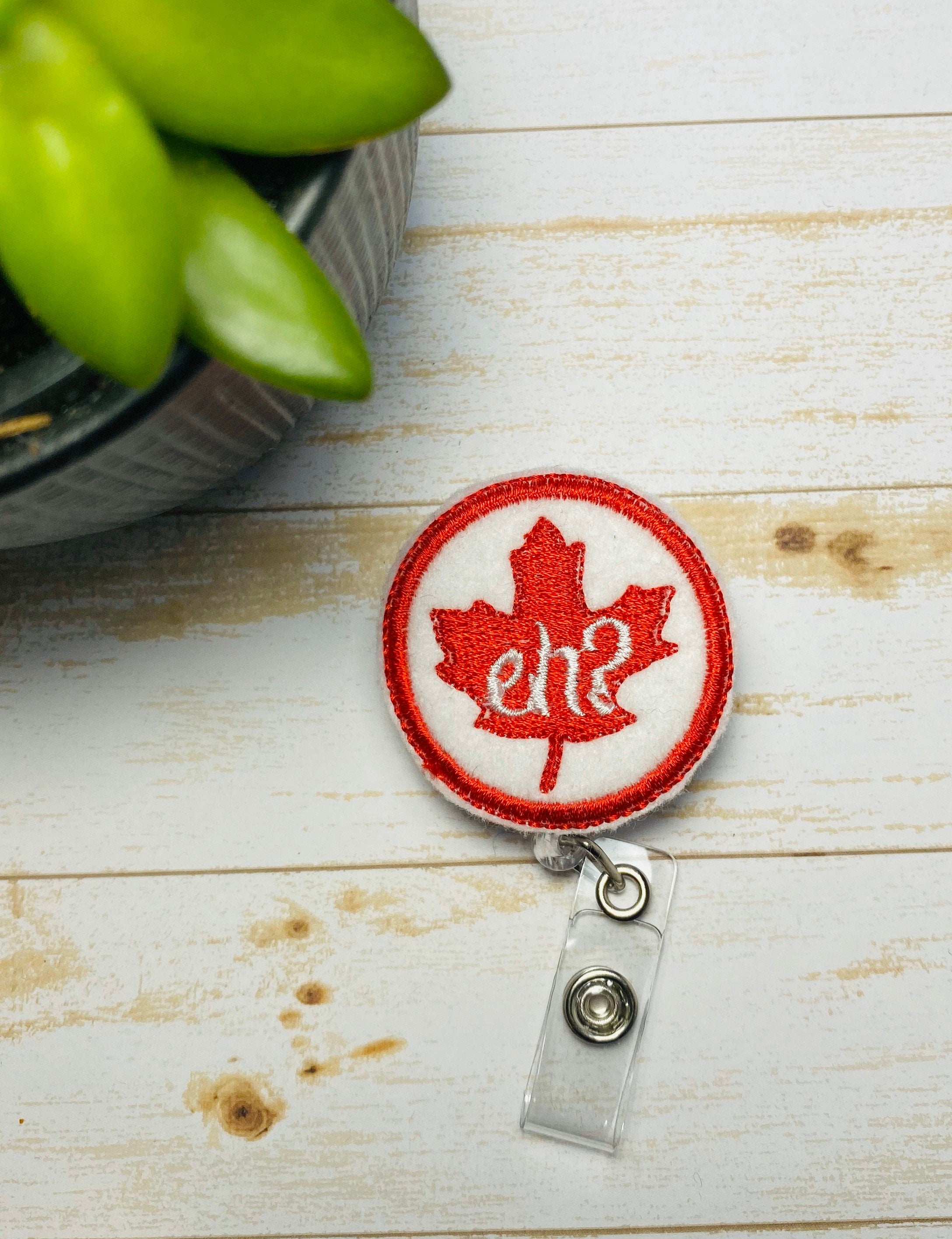 Canada day badge reel, Canadian badge holder, gift for nurses, Canada day feltie badge