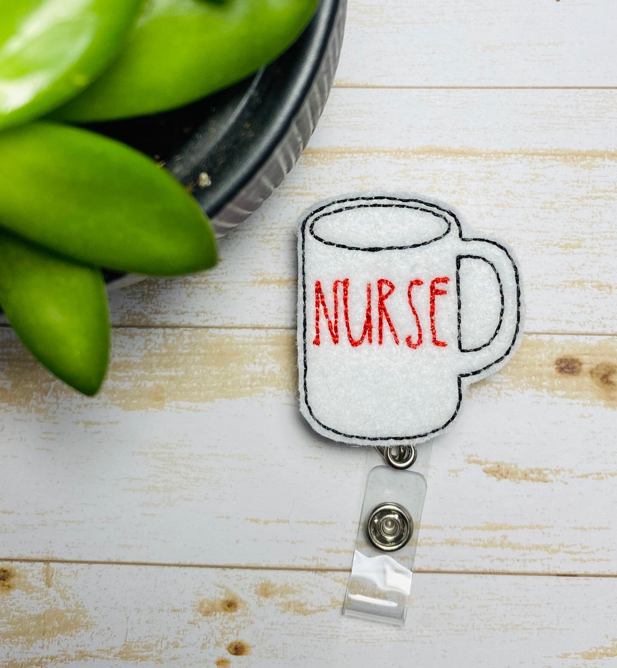 Nurse coffee mug badge reel, retractable badge reel gift for nurse