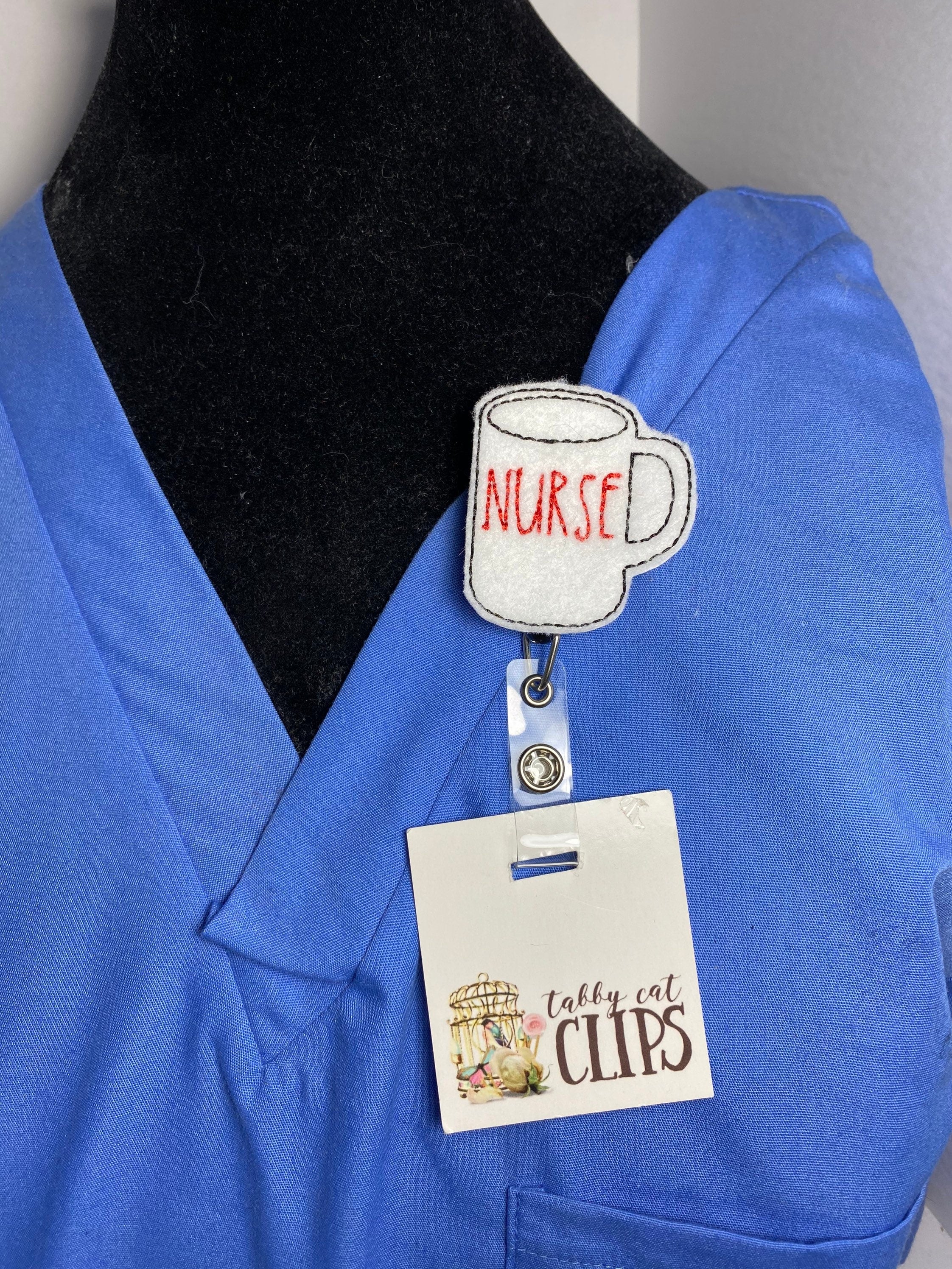 Nurse coffee mug badge reel, retractable badge reel gift for nurse