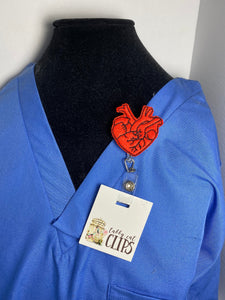 Heart Badge reel for nurse, oncology heart, stethoscope clips, feltie –  tabbycatclips
