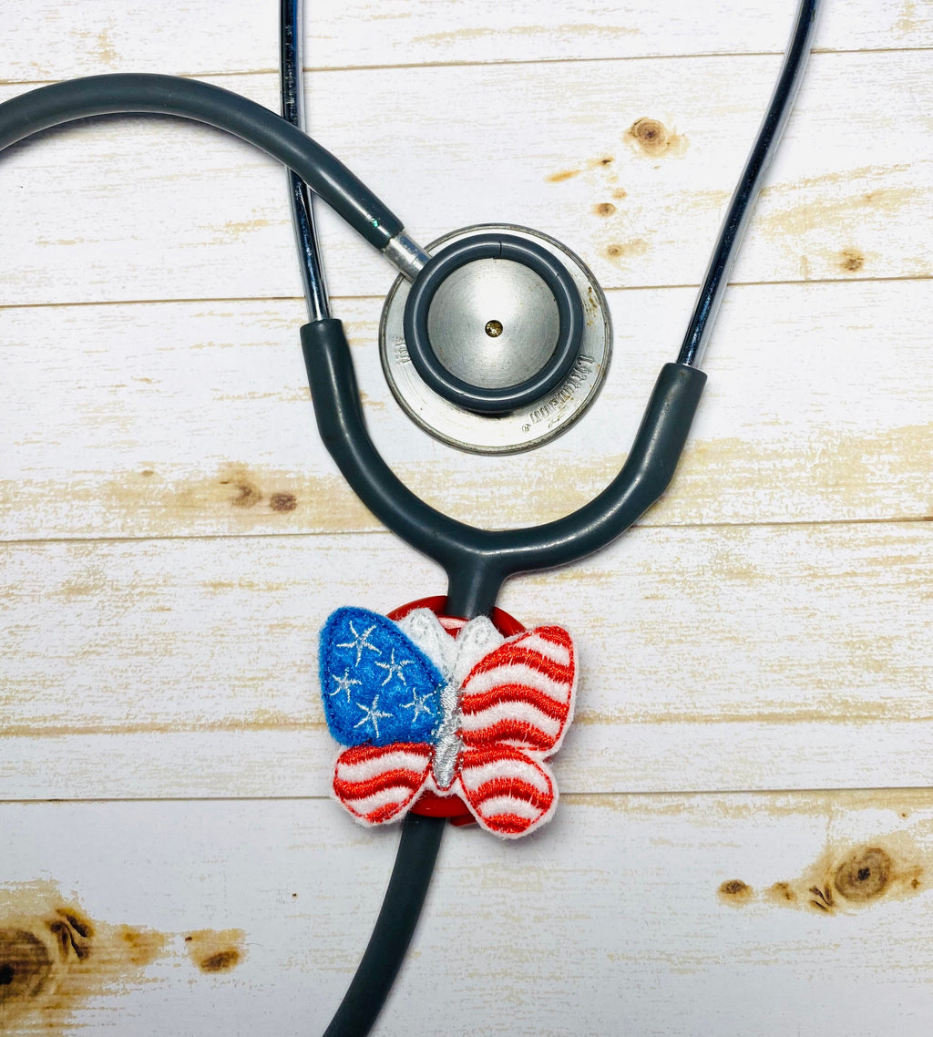Fourth of July nurse badge reel lanyard, Retractable ID holder, retractable badge reel,