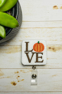 Nurse Badge reel, pumpkin love badge, Badge holder, badge reel, ID badge holder, ID card holder, ID badge reel, fall badge,