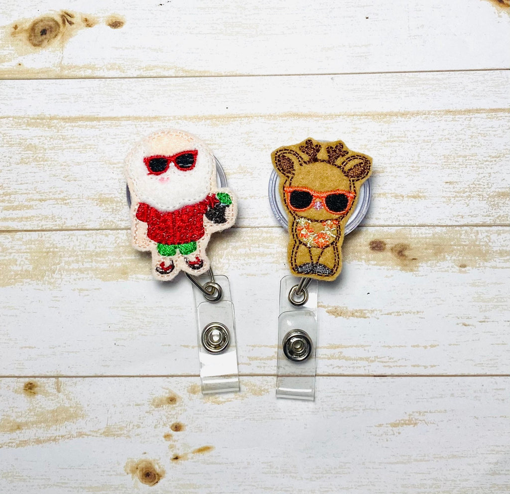 Nurse lanyard Badge reel, feltie badge reel, ID badge holder, Christmas Santa Claus badge reel, gifts for nurses, nurse stocking stuffer