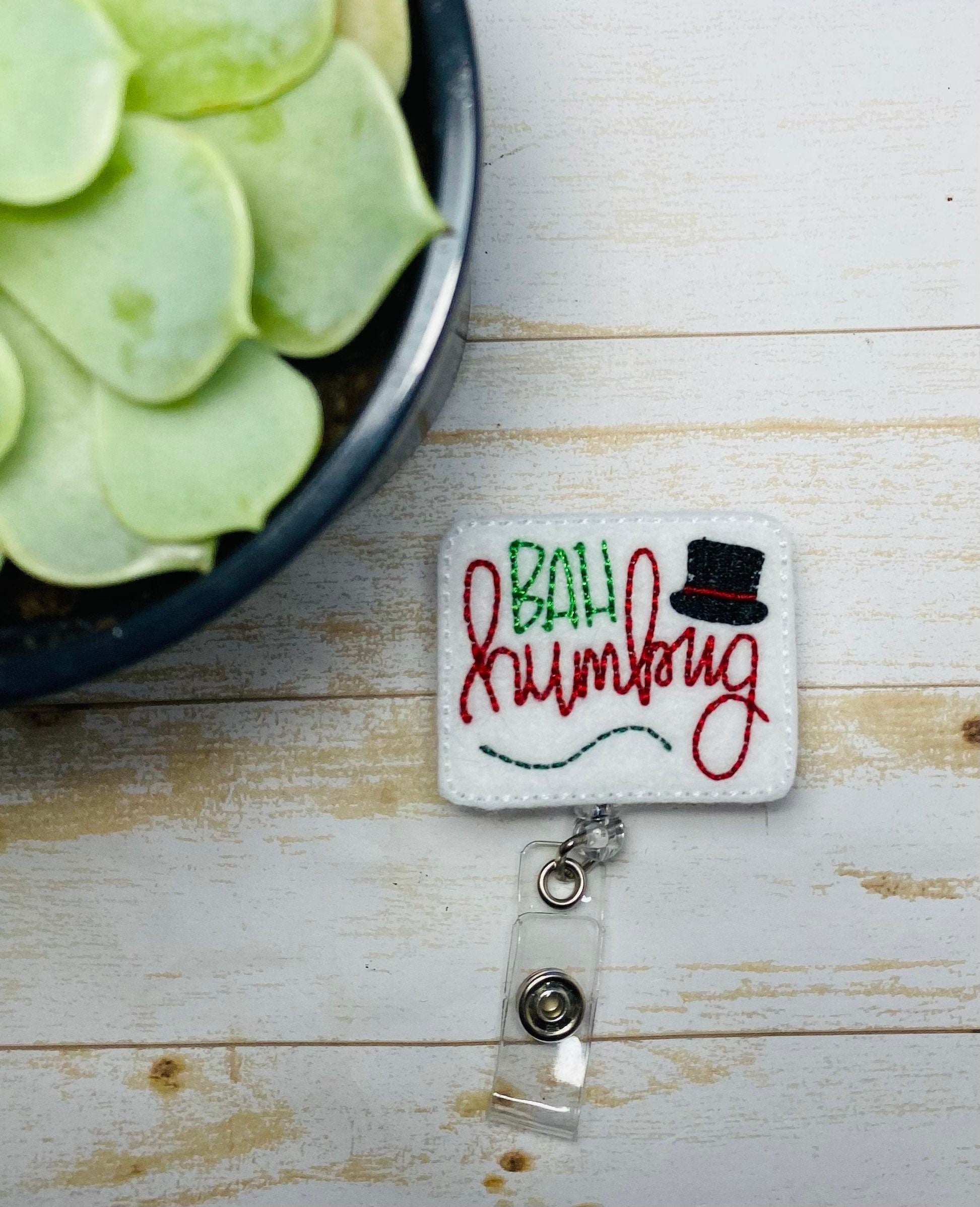 Christmas humbug retractable badge reel for nurses