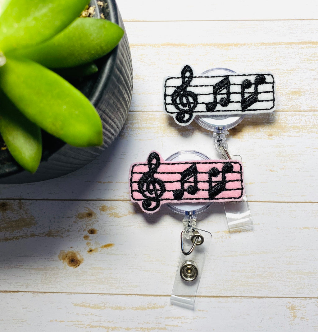 Music notes retractable badge reel
