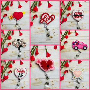 Love birds Valentine's Day retractable badge reel, nurse employee card ID holder,gift for dental hygenist,