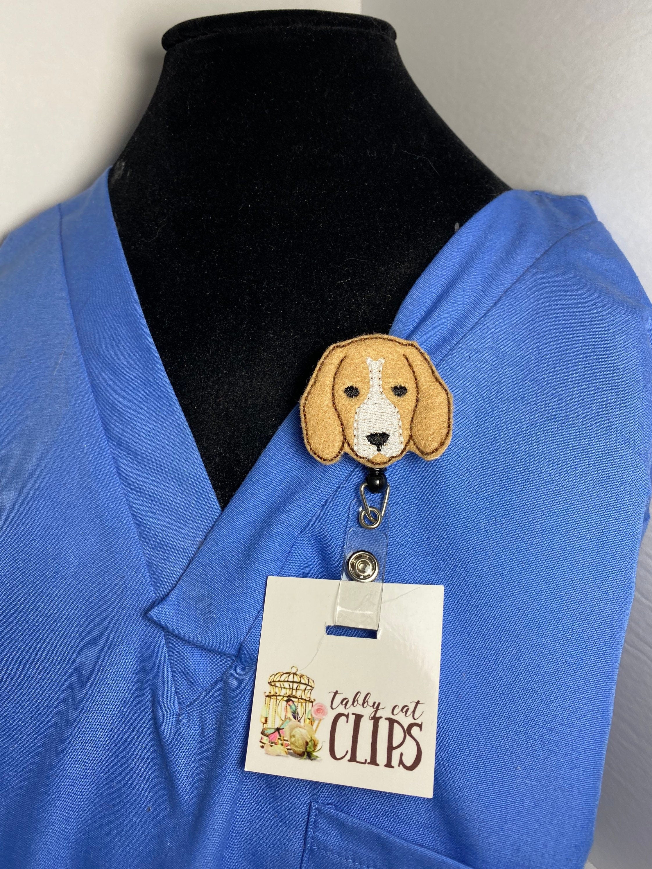 Beagle badge reel, dog lover badge holder, beagle ID badge holder, ID card holder, ID badge reel, nurse gift