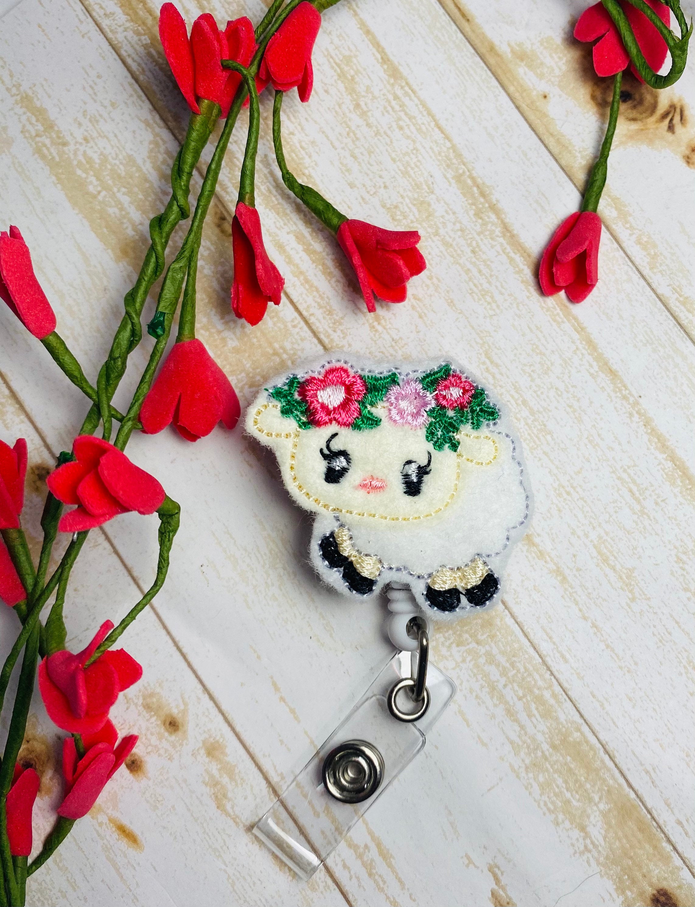 Spring lamb retractable badge reel