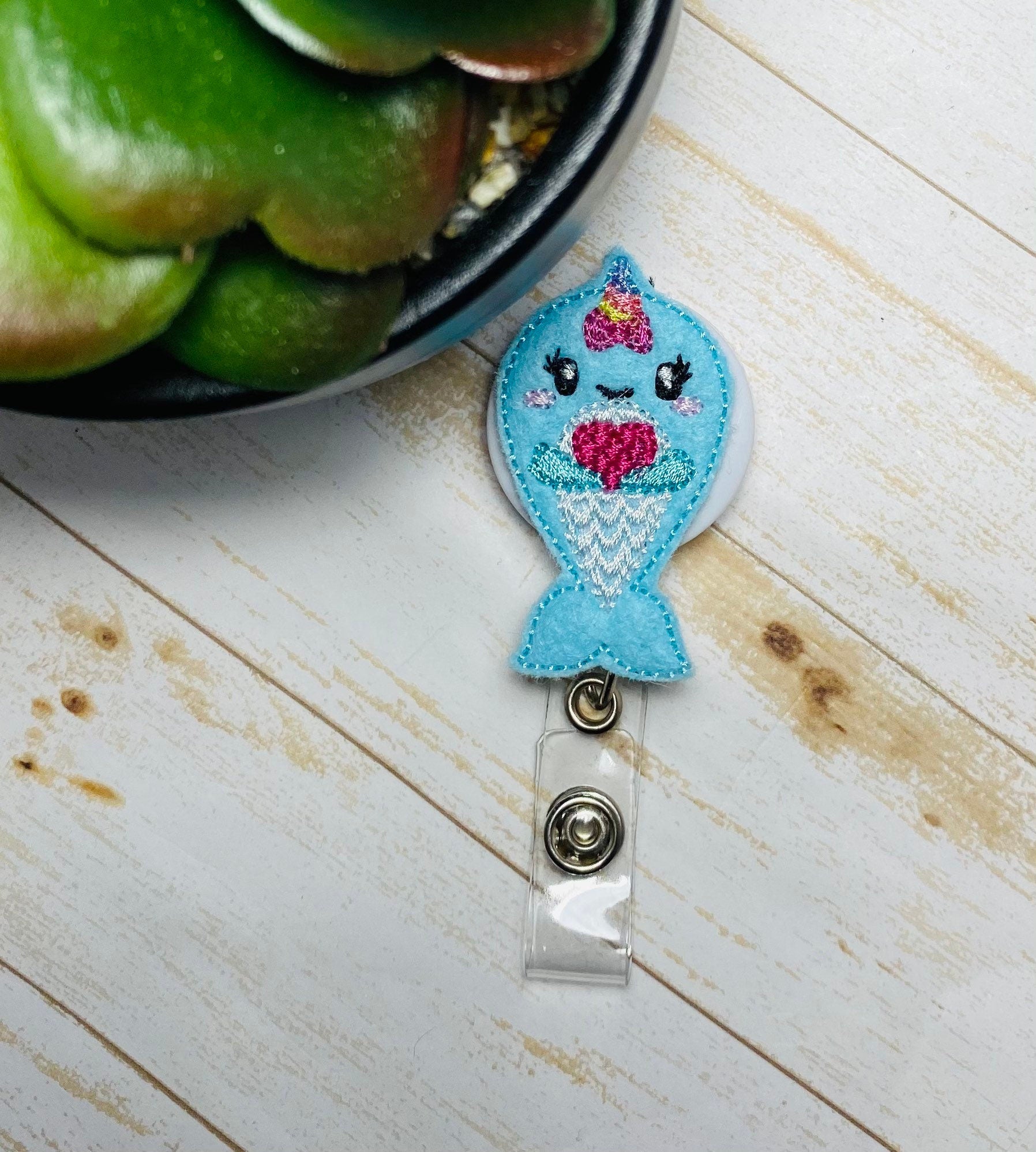 Narwhals badge reel for nurse, retractable badge reel lanyard,