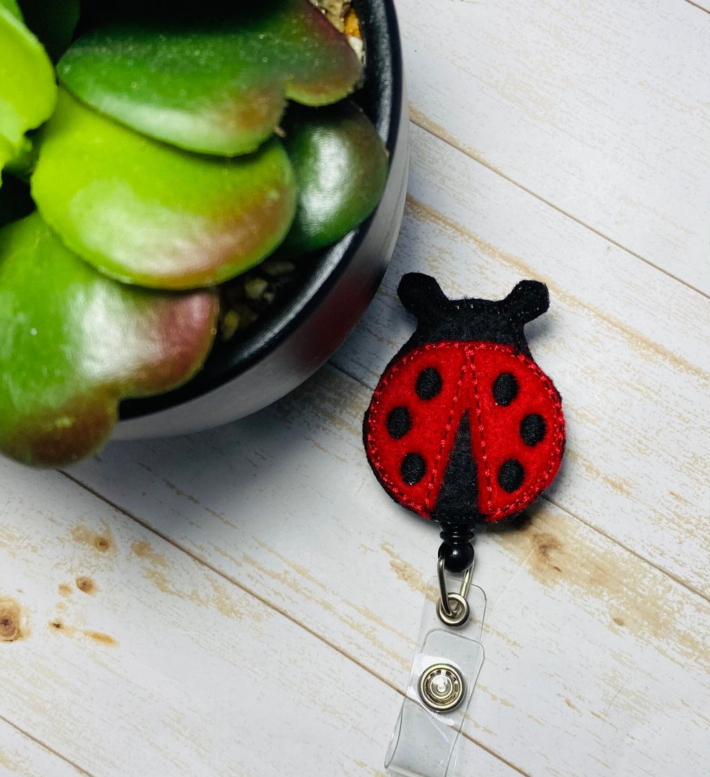 Lady bug retractable badge reel lanyard