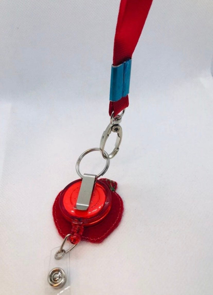 Rose flower retractable badge reel for nurses, Mother’s Day gift, red rose
