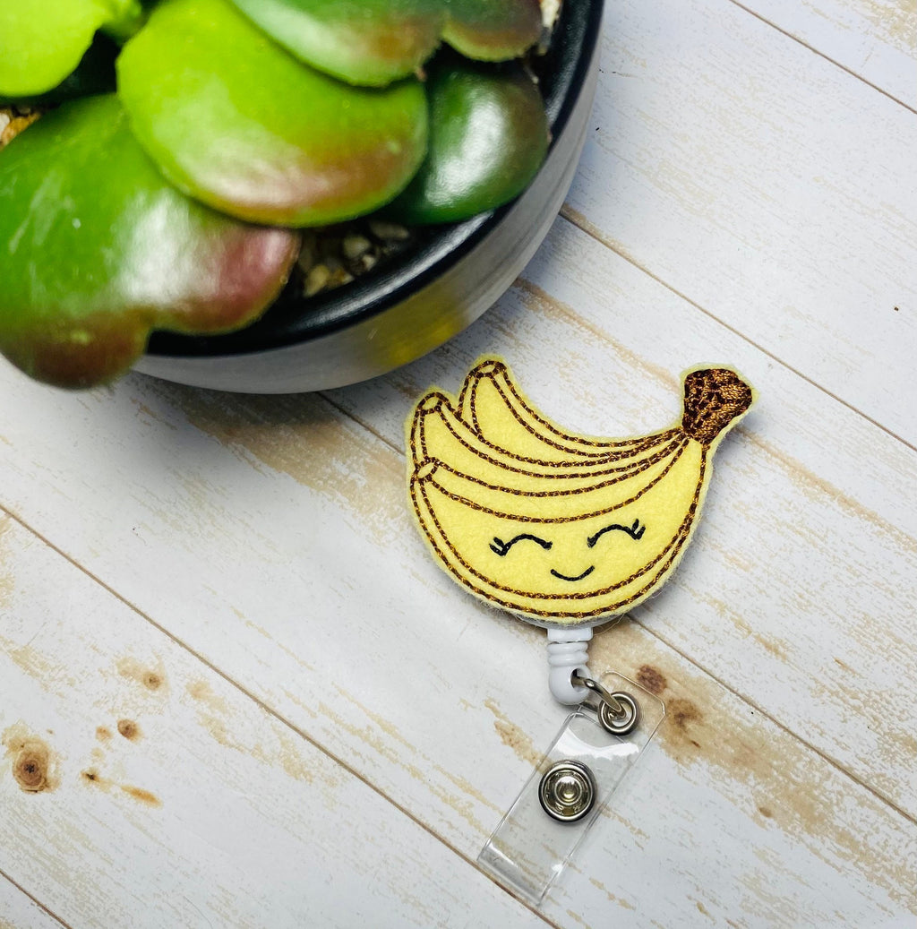 Food services badge reel, banana badge reel, grocery store ID badge reel, name tag holder,