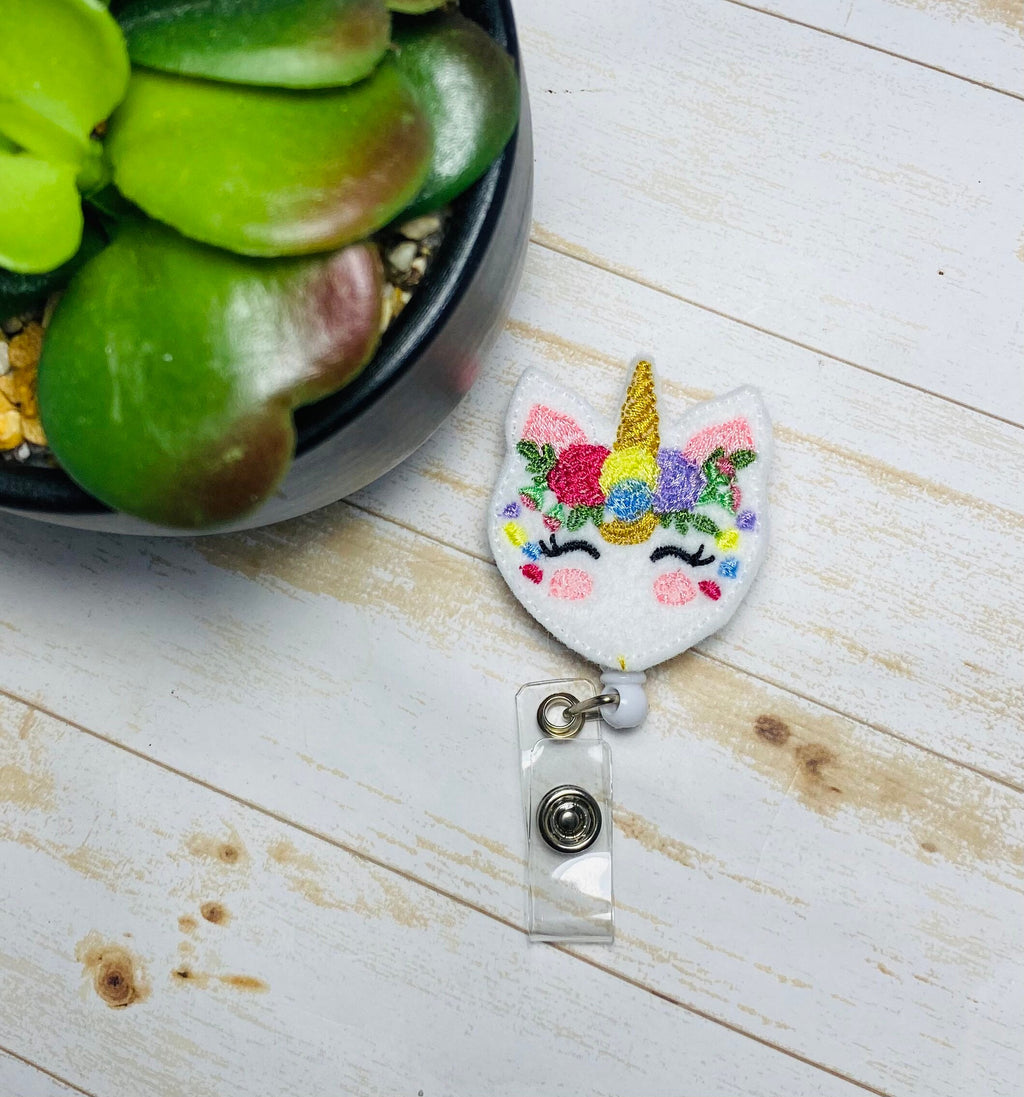 unicorn badge reel lanyard  for nurses, employee ID badge reel, retractable ID lanyard,