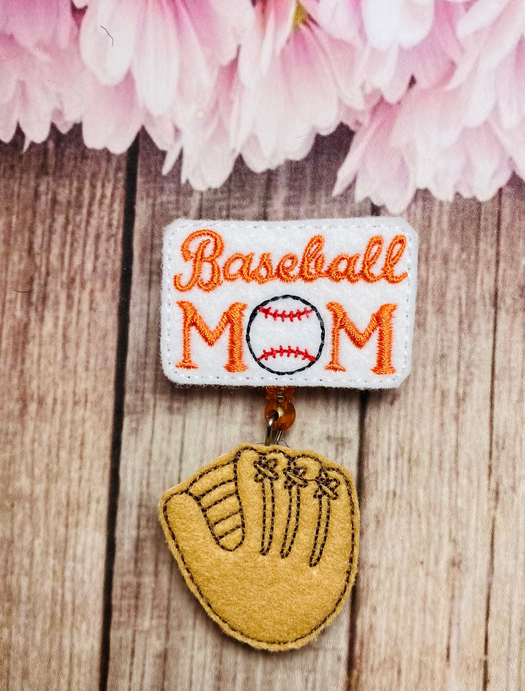 Baseball mom retractable badge reel