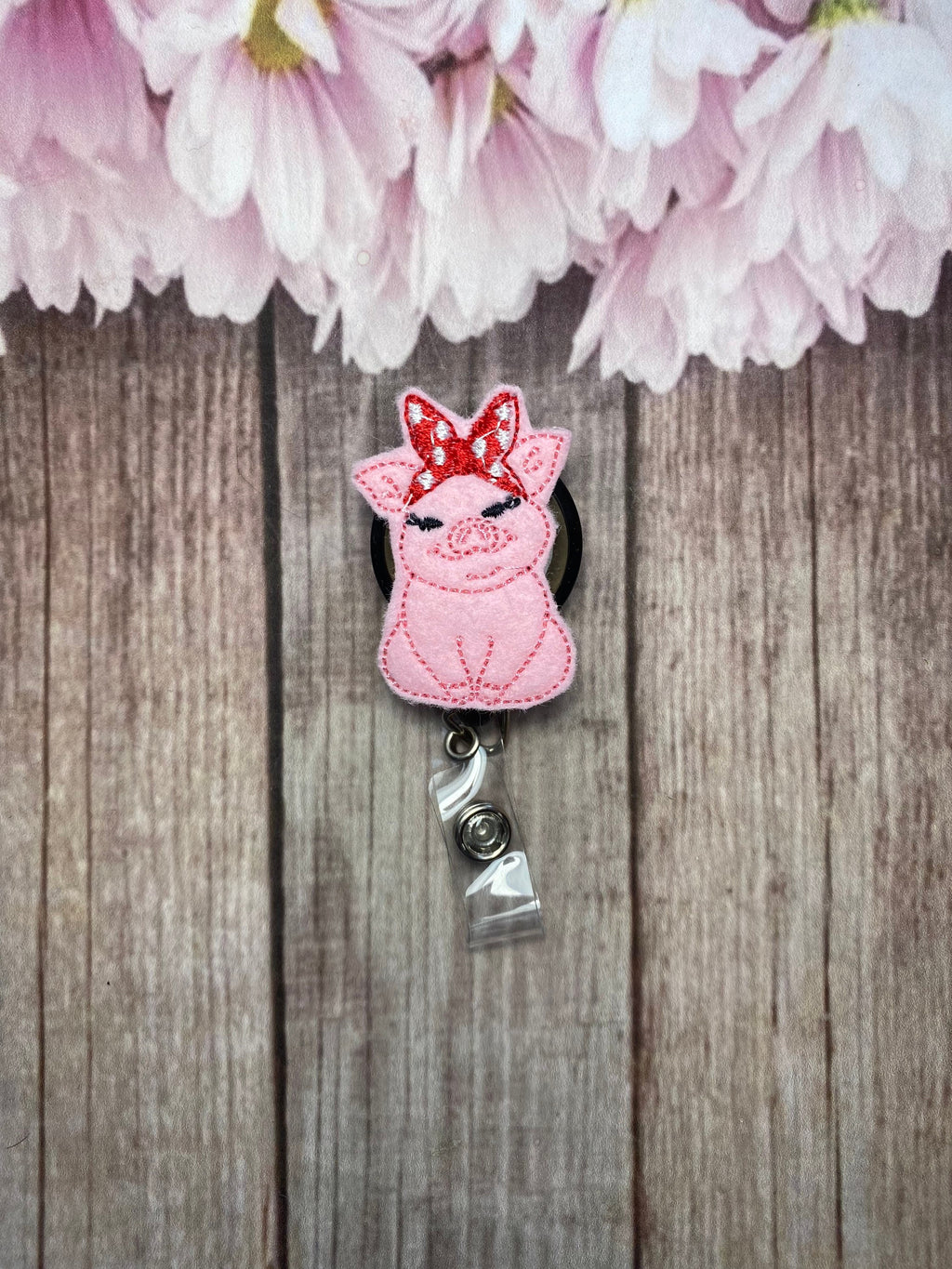 Sassy Pig retractable badge reel, retractable lanyard,