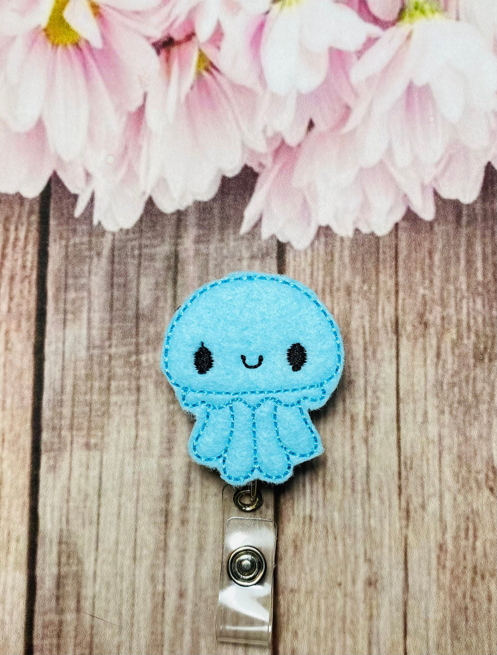 Jelly fish badge reel for nurse, retractable badge reel lanyard,