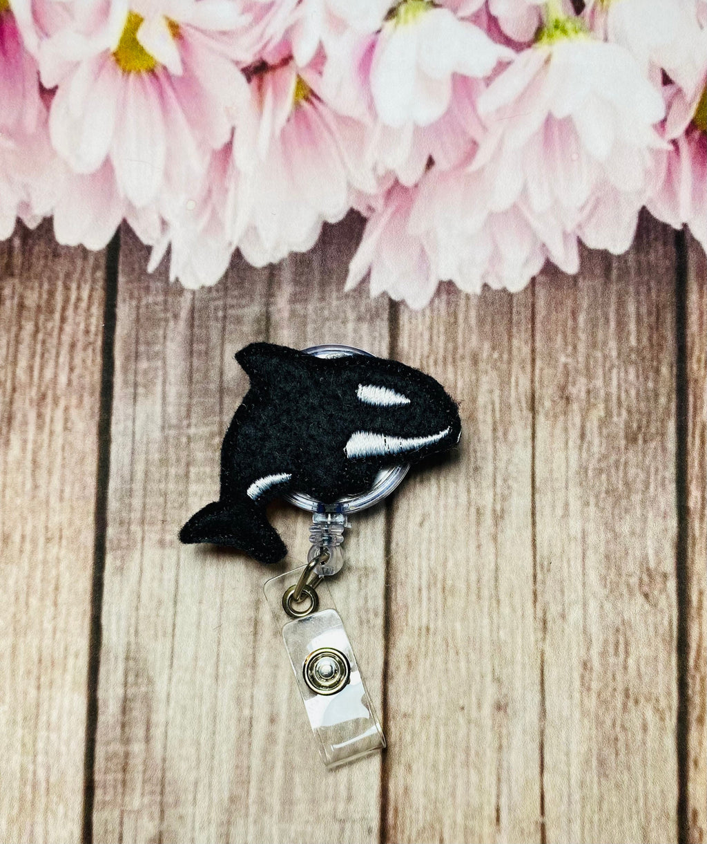 Killer Whale badge reel for nurse, retractable badge reel lanyard,