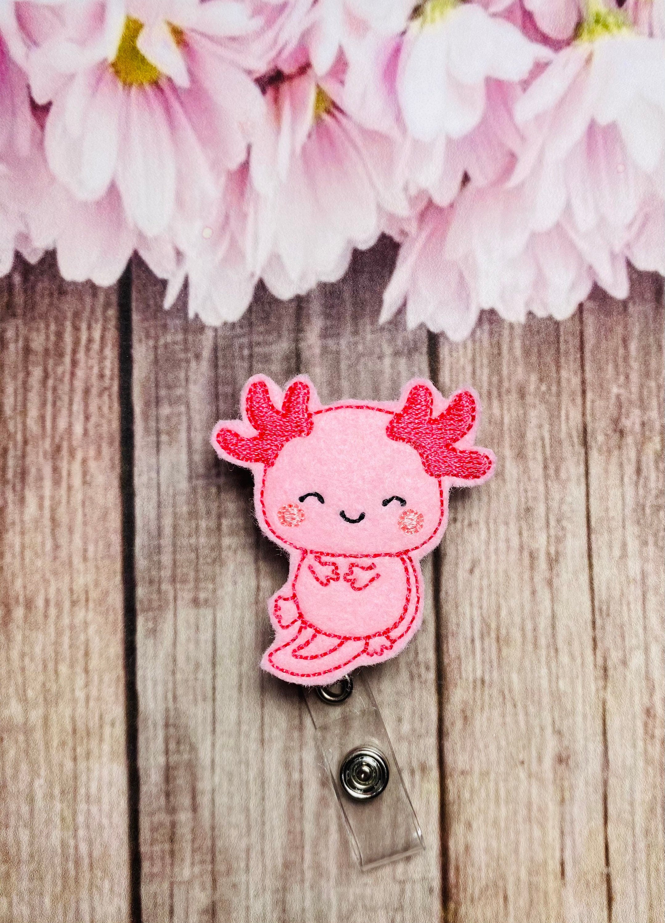 Axolotl retractable badge reel