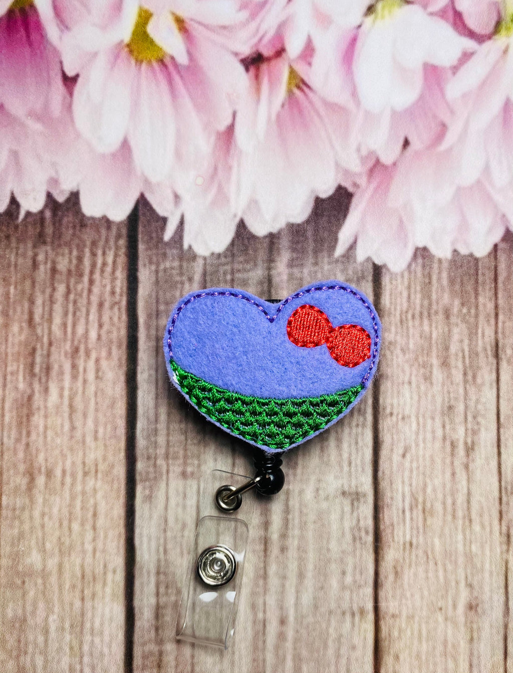 Mermaid heart retractable badge reel lanyard
