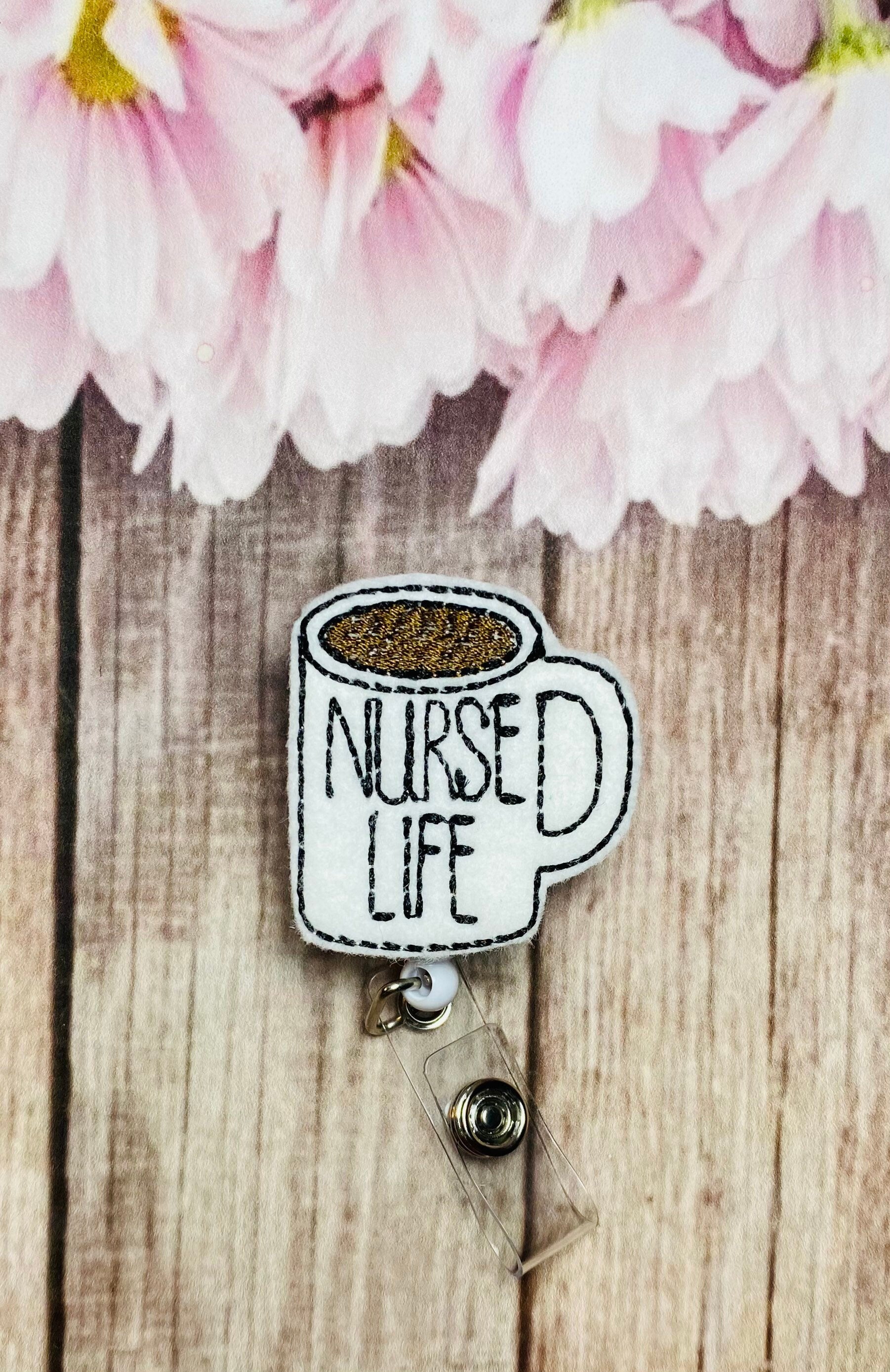 Nurse coffee mug badge reel, retractable badge reel gift for nurse