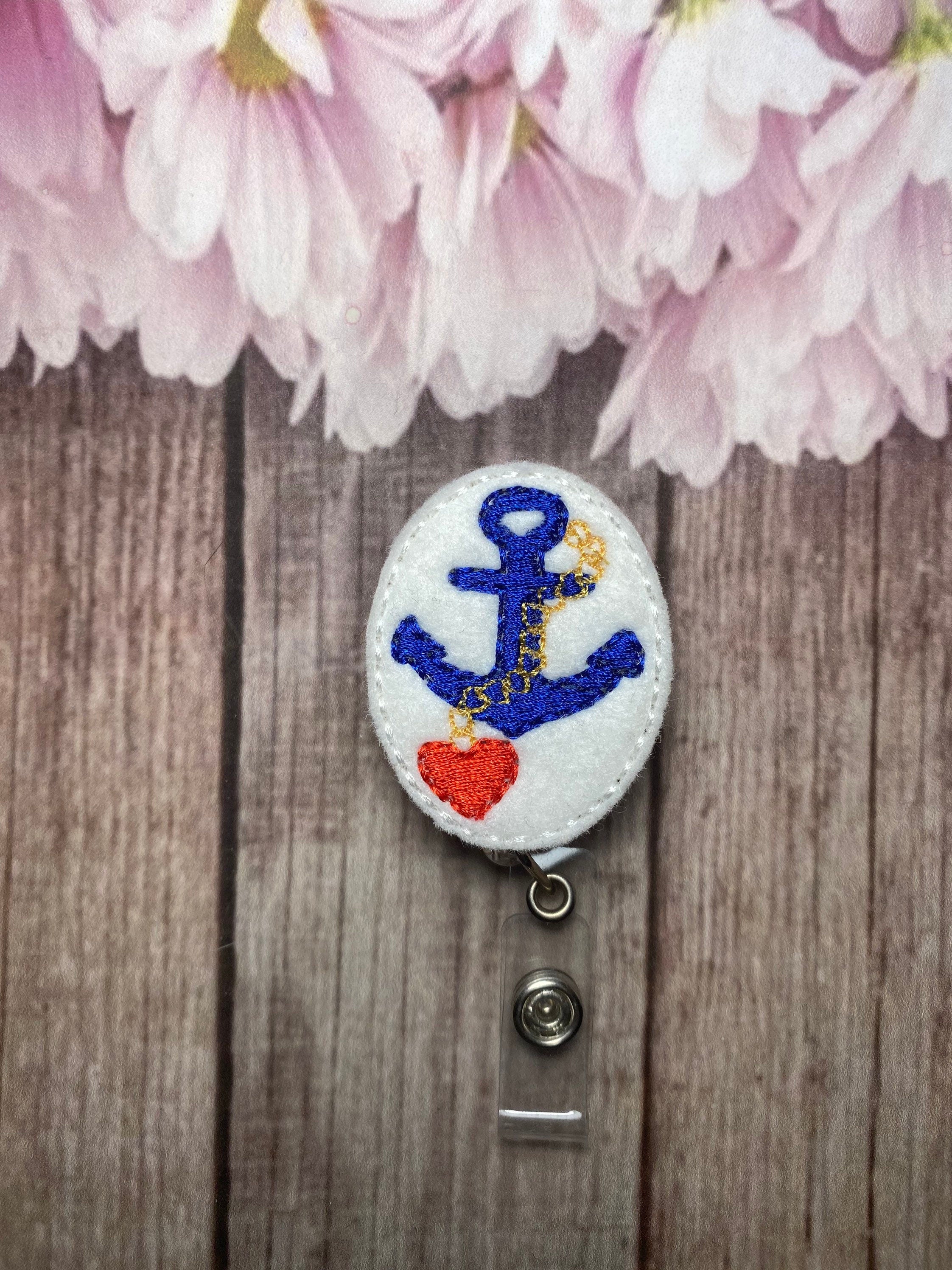 Summer lanyard badge reel, nurse Badge holder, anchor lanyard, anchor badge reel, ID badge holder, gift for travel lover
