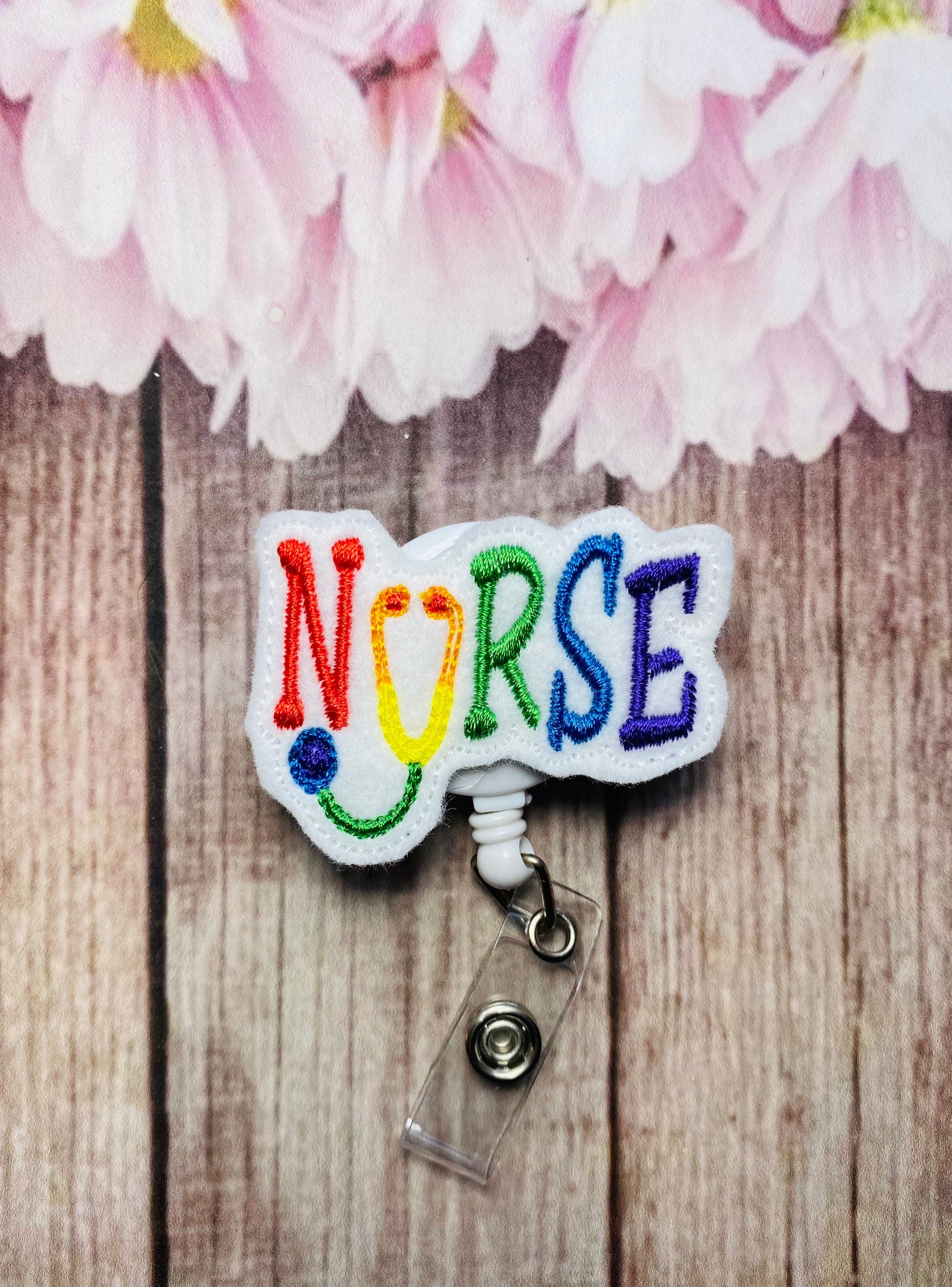 Rainbow nurse retractable badge reel, custom badge reel – tabbycatclips