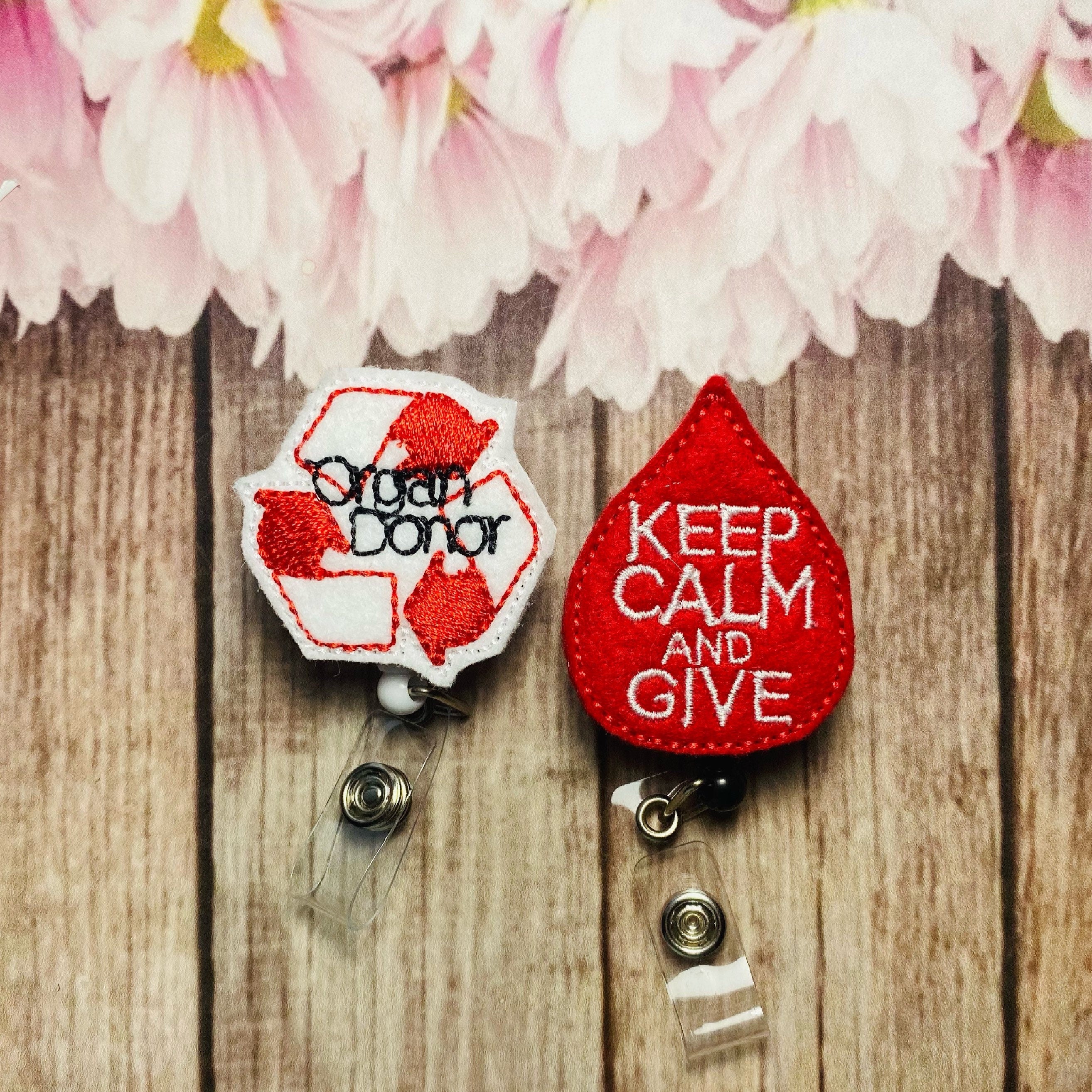 Blood donation organ donor retractable badge reel gift set