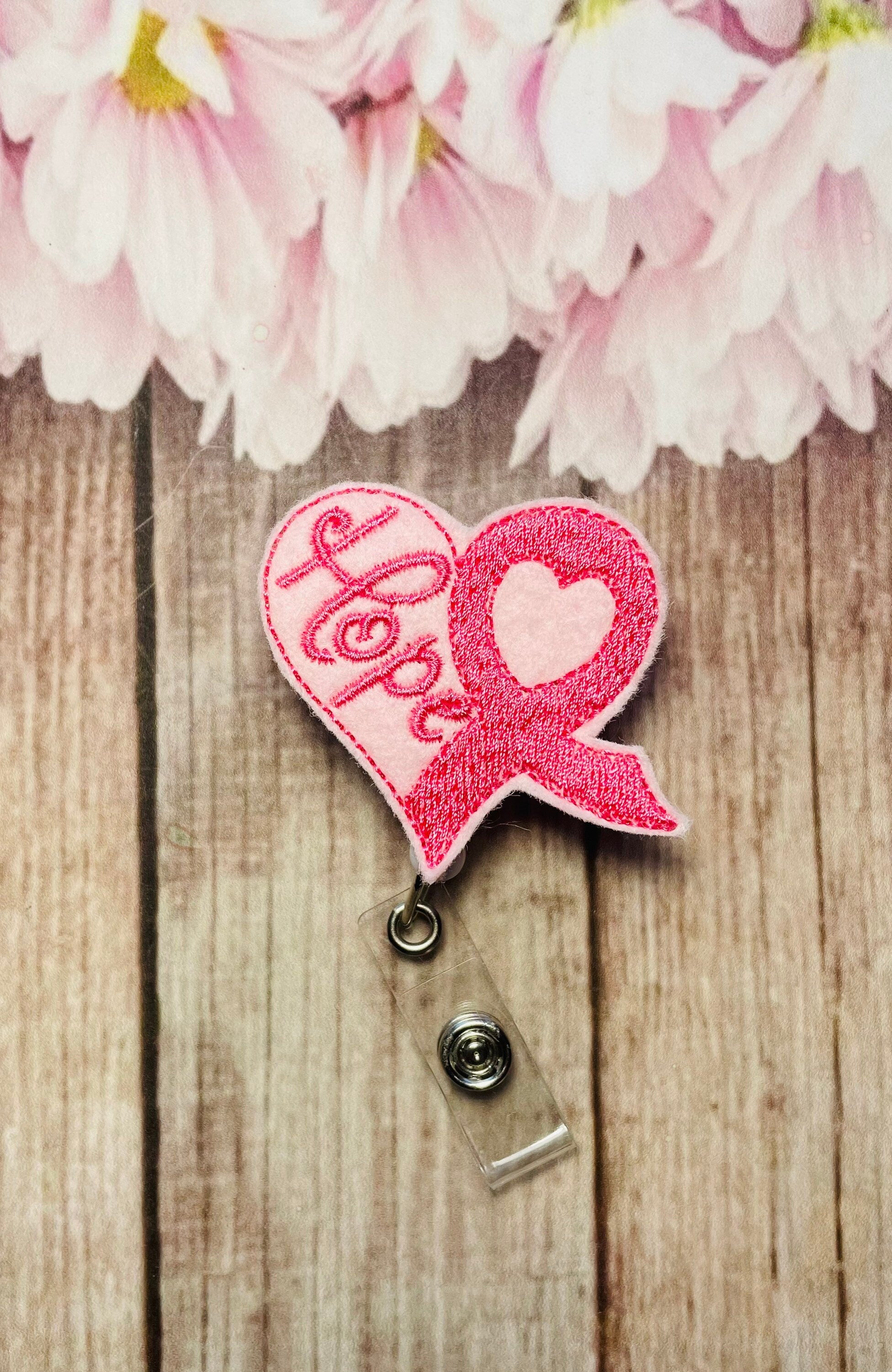 Breast cancer awareness - badge reel - retractable reel - badge clip 