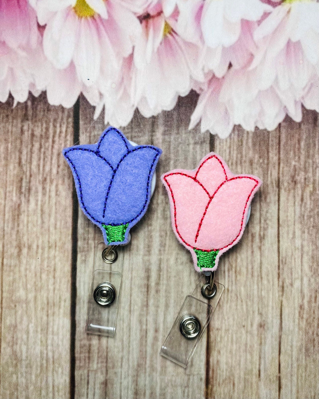 Tulip flower retractable badge reel