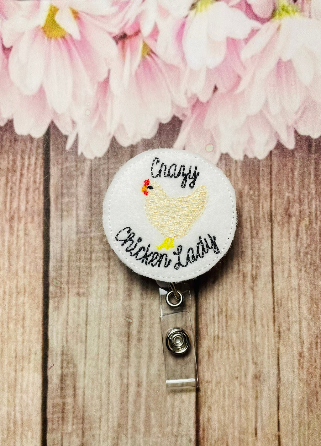 Crazy Chicken lady retractable badge reel lanyard,