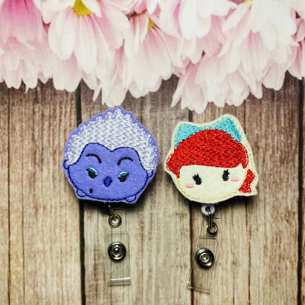 Mermaid set of two retractable badge reel lanyard