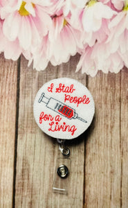 Phlebotomist technician Retractable badge reel, needle iD lanyard,