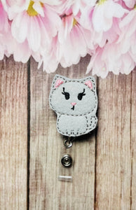 Kitty Cat retractable Badge reel, ID badge holder, ID card holder, ID badge reel, nurse gift, librarian gift