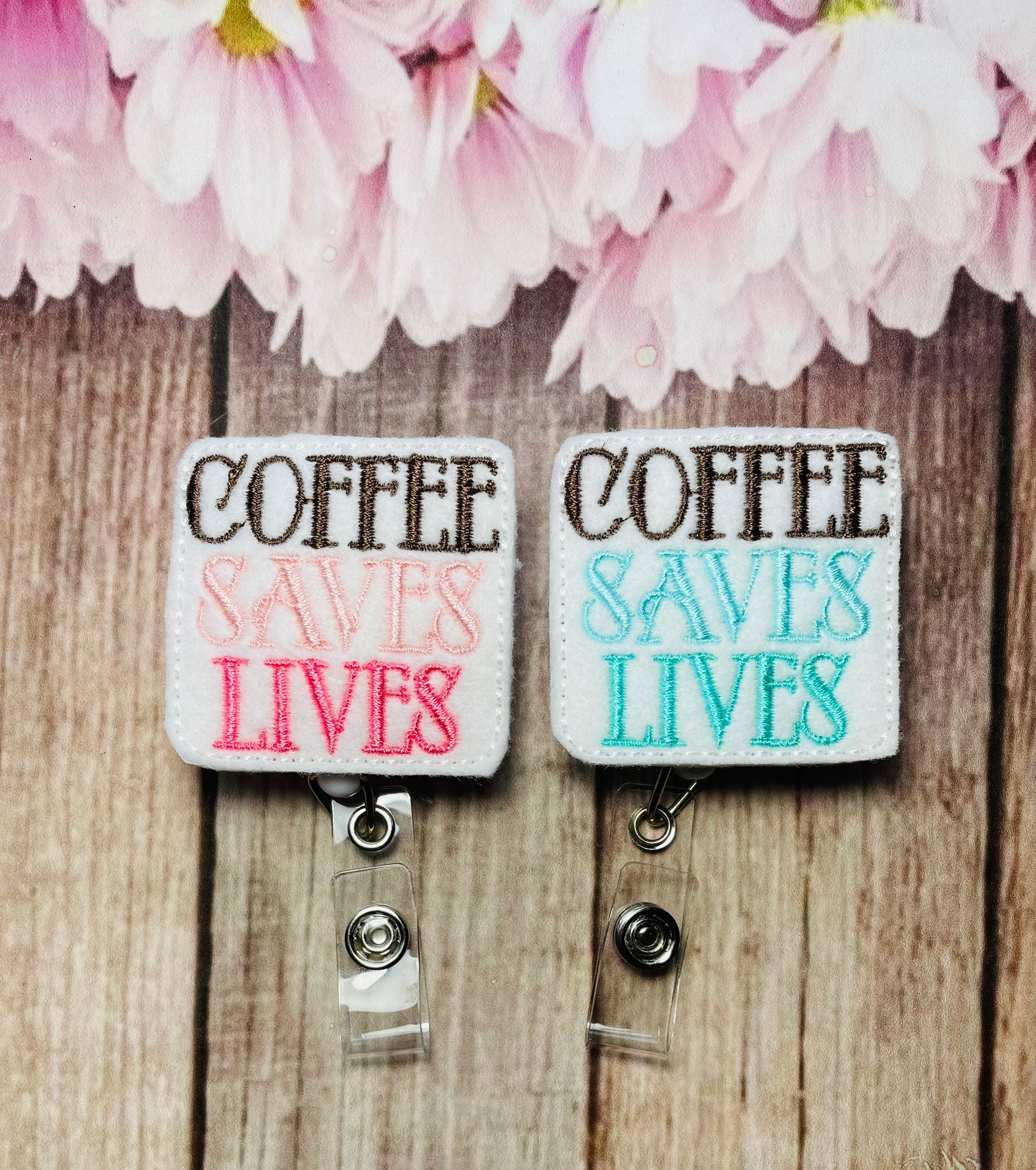 But first coffee lover nurse badge reel, feltie badge reel, ID name ta –  tabbycatclips