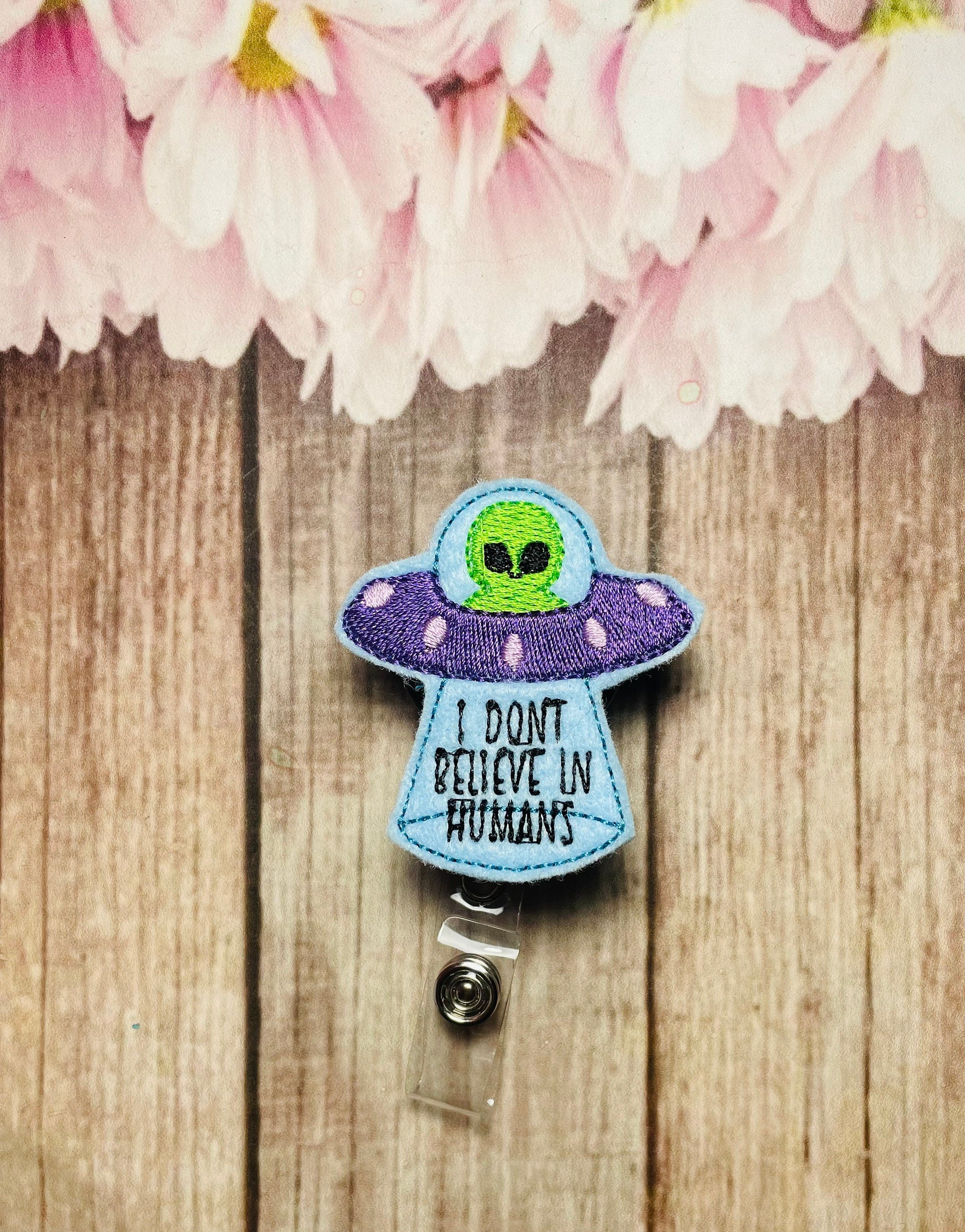 Alien Spaceship retractable badge reel lanyard