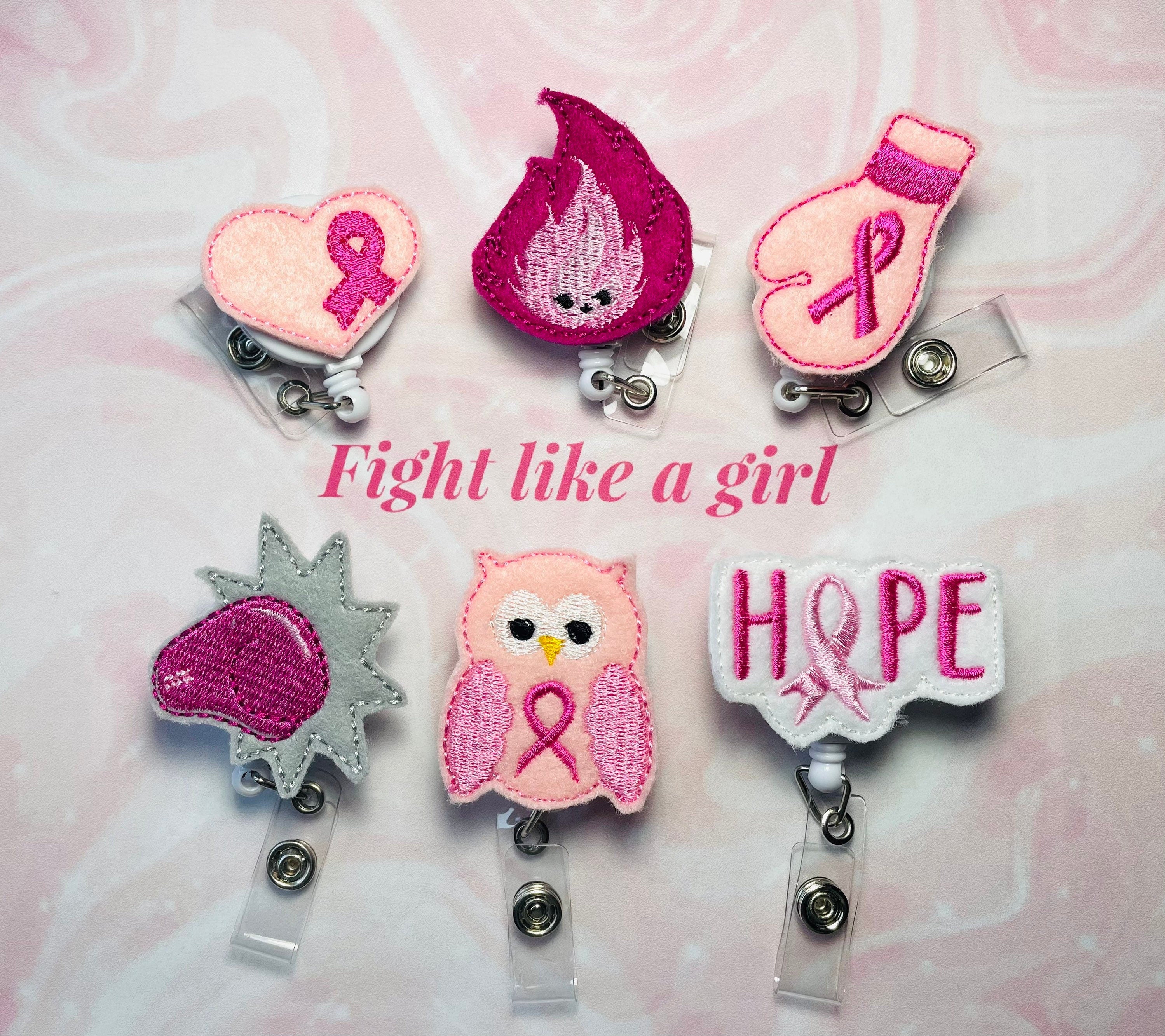 Heart Breast cancer awareness retractable badge reel