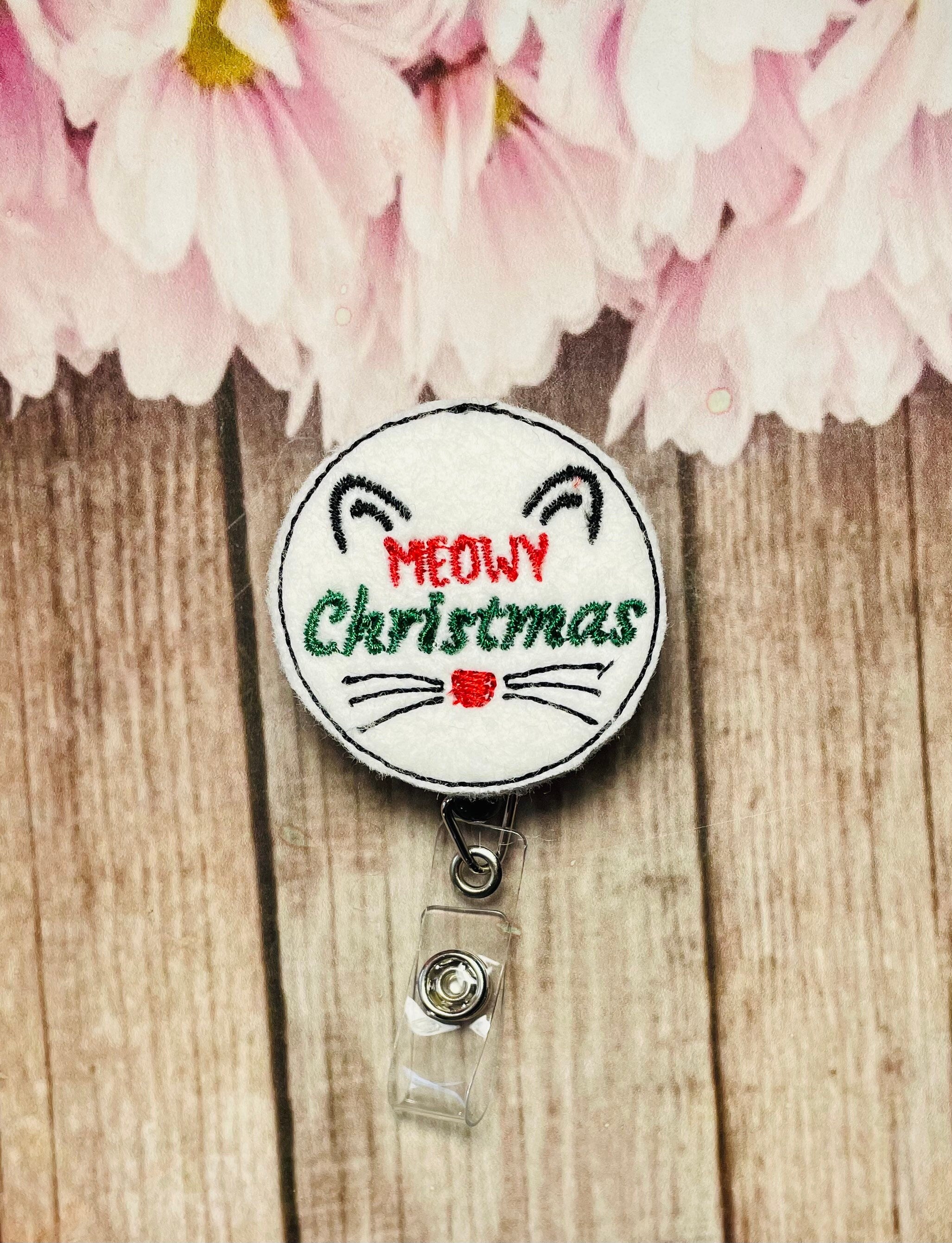 Meowy Christmas retractable badge reel, gifts for nurses,