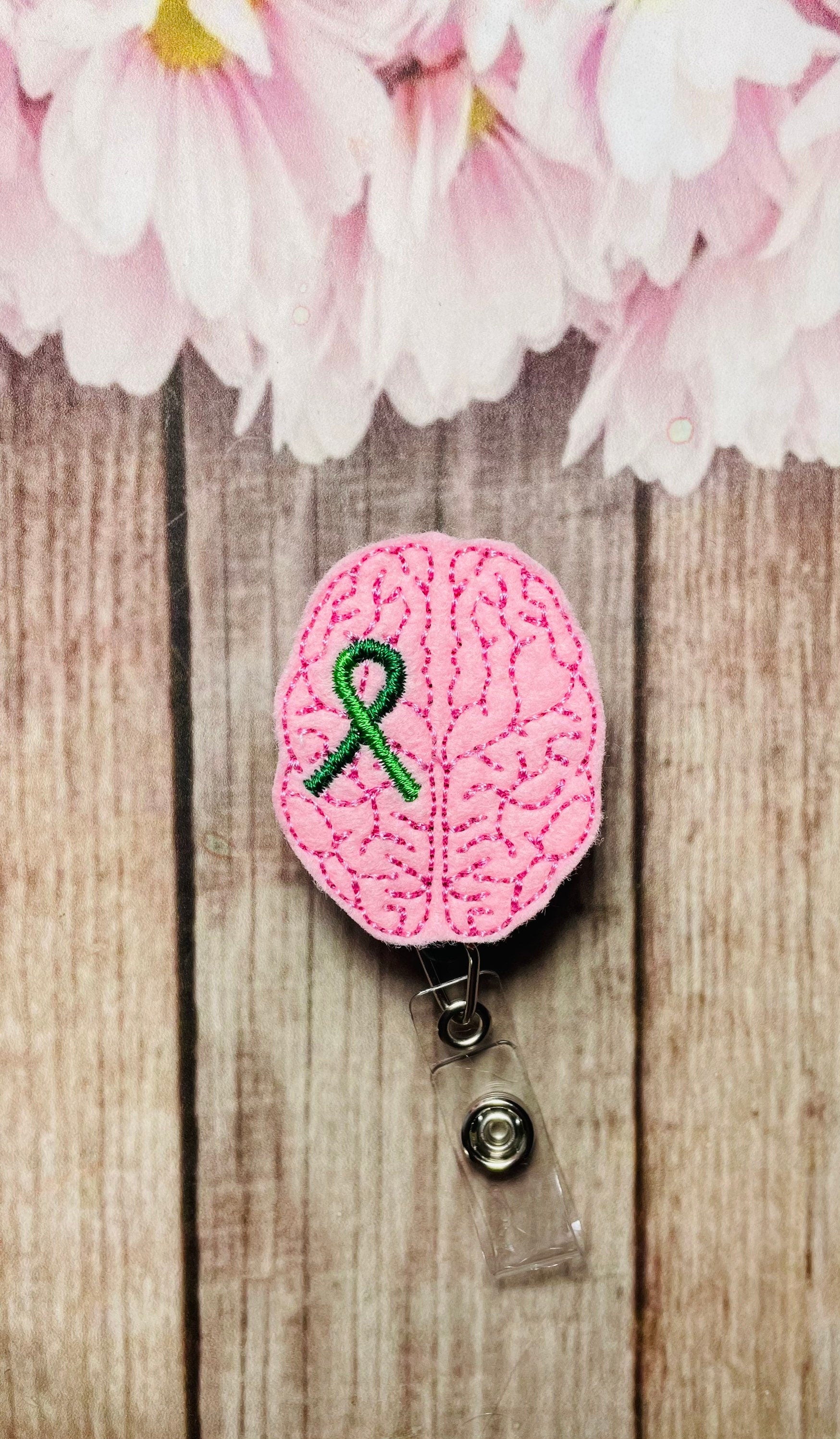 Brain shunt awareness retractable badge reel, ID lanyard