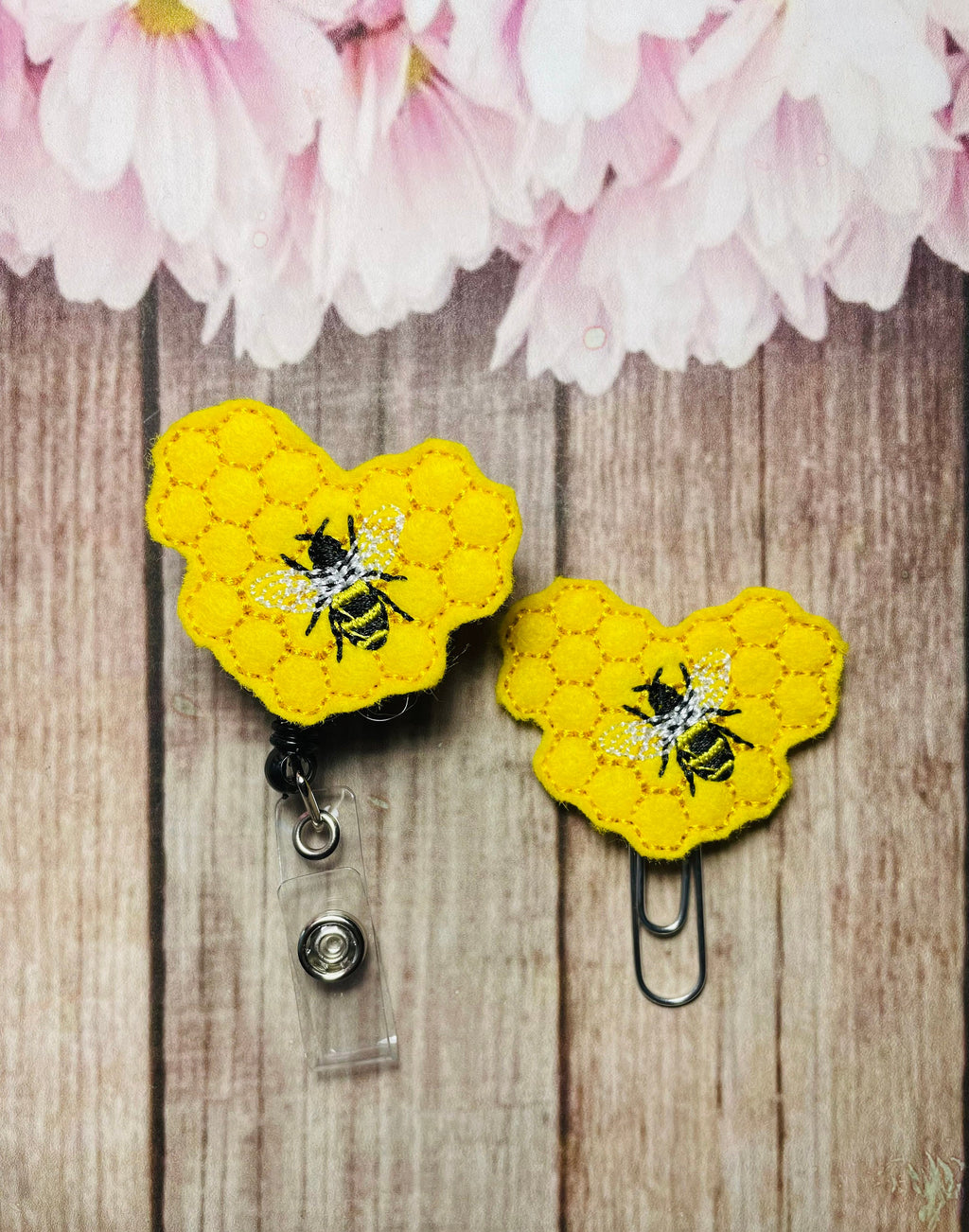 Bee hive retractable badge reel, bee hive planner clip